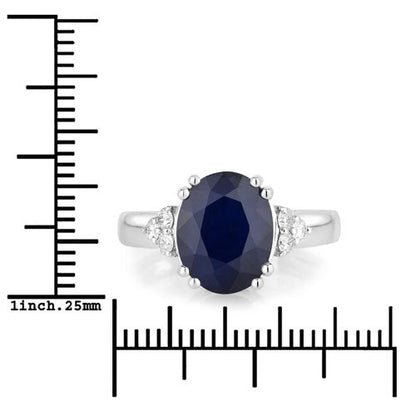 4.50 Carat Genuine Blue Sapphire and White Diamond 14K White Gold Ring Bids.com