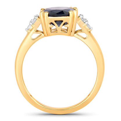 4.50 Carat Genuine Blue Sapphire and White Diamond 14K Yellow Gold Ring Bids.com