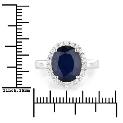 4.63 Carat Genuine Blue Sapphire and White Diamond 14K White Gold Ring Bids.com