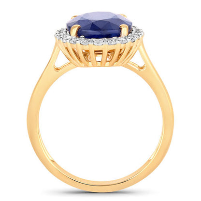 4.63 Carat Genuine Blue Sapphire and White Diamond 14K Yellow Gold Ring Bids.com