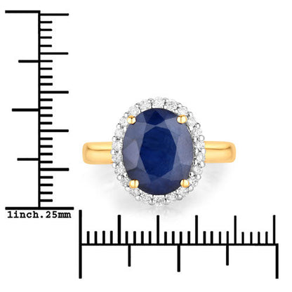 4.63 Carat Genuine Blue Sapphire and White Diamond 14K Yellow Gold Ring Bids.com