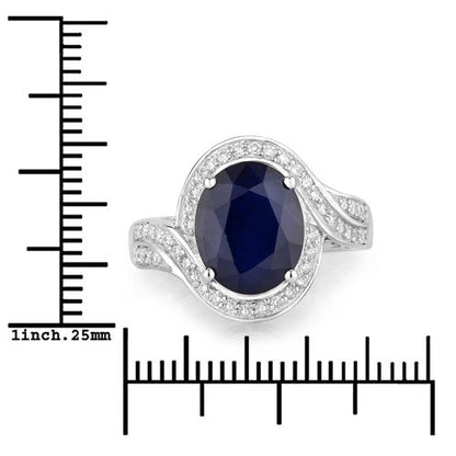 4.69 Carat Genuine Blue Sapphire and White Diamond 14K White Gold Ring Bids.com