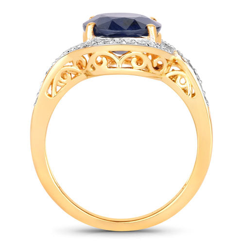 4.69 Carat Genuine Blue Sapphire and White Diamond 14K Yellow Gold Ring Bids.com