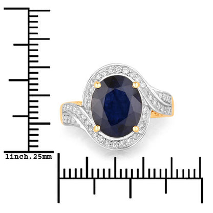 4.69 Carat Genuine Blue Sapphire and White Diamond 14K Yellow Gold Ring Bids.com