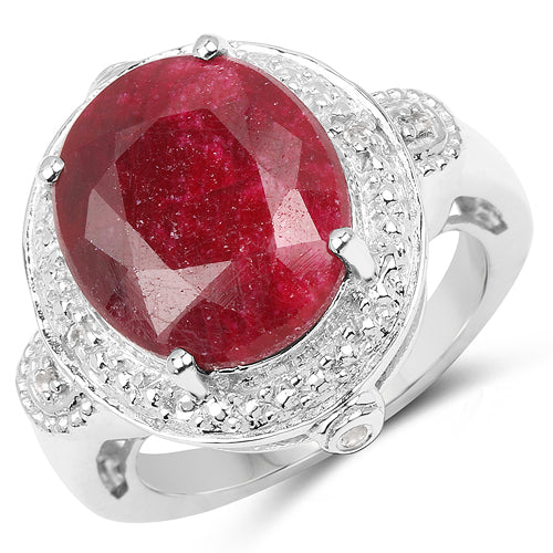 8.64 Carat Dyed Ruby & White Topaz .925 Sterling Silver Ring Bids.com