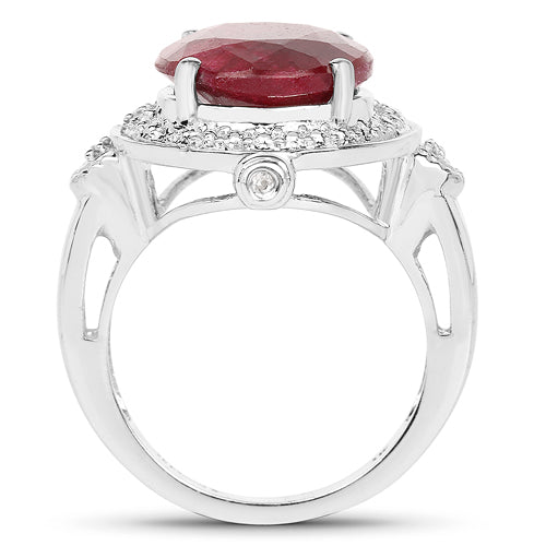 8.64 Carat Dyed Ruby & White Topaz .925 Sterling Silver Ring Bids.com