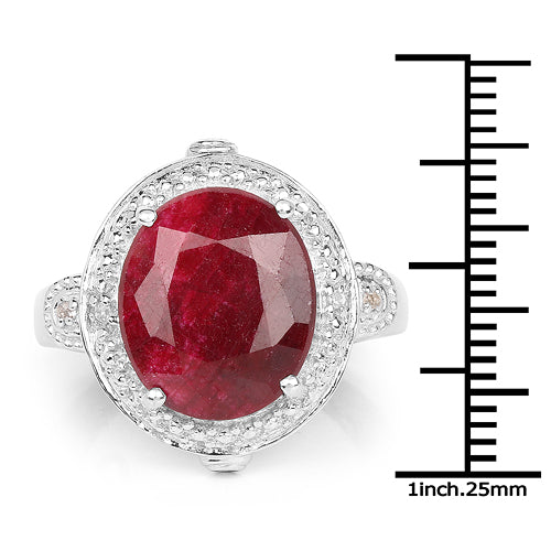 8.64 Carat Dyed Ruby & White Topaz .925 Sterling Silver Ring Bids.com