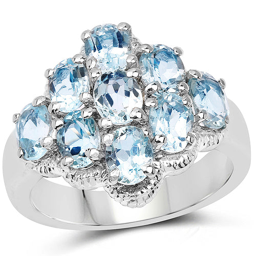 3.24 Carat Genuine Blue Topaz .925 Sterling Silver Ring Bids.com