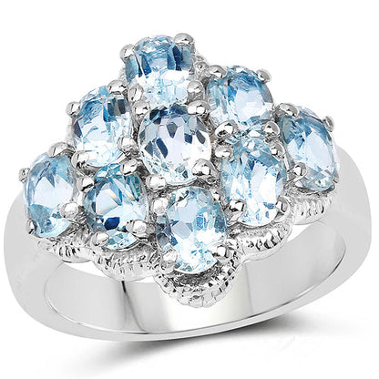 3.24 Carat Genuine Blue Topaz .925 Sterling Silver Ring Bids.com