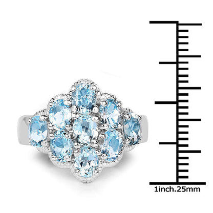 3.24 Carat Genuine Blue Topaz .925 Sterling Silver Ring Bids.com