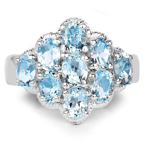 3.24 Carat Genuine Blue Topaz .925 Sterling Silver Ring Bids.com