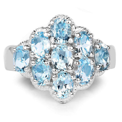 3.24 Carat Genuine Blue Topaz .925 Sterling Silver Ring Bids.com