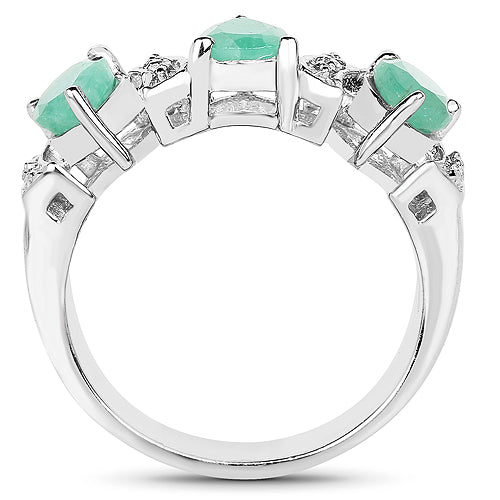 1.87 Carat Genuine Emerald and White Topaz .925 Sterling Silver Ring Bids.com