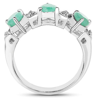 1.87 Carat Genuine Emerald and White Topaz .925 Sterling Silver Ring Bids.com