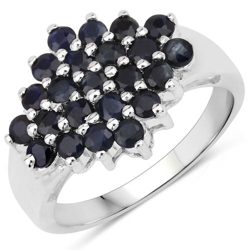 1.56 Carat Genuine Blue Sapphire .925 Sterling Silver Ring Bids.com