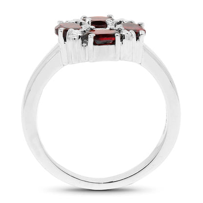2.02 Carat Genuine Garnet & White Topaz .925 Sterling Silver Ring Bids.com