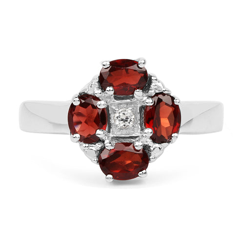 2.02 Carat Genuine Garnet & White Topaz .925 Sterling Silver Ring Bids.com