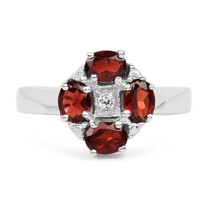 2.02 Carat Genuine Garnet & White Topaz .925 Sterling Silver Ring Bids.com