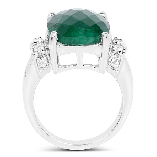 8.50 Carat Dyed Emerald and White Topaz .925 Sterling Silver Ring Bids.com