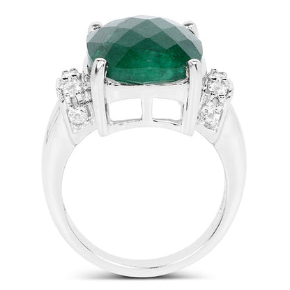 8.50 Carat Dyed Emerald and White Topaz .925 Sterling Silver Ring Bids.com