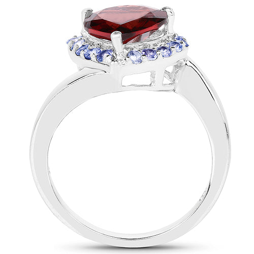 3.26 Carat Genuine Garnet and Tanzanite .925 Sterling Silver Ring Bids.com
