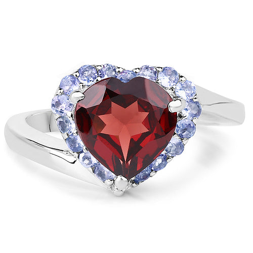 3.26 Carat Genuine Garnet and Tanzanite .925 Sterling Silver Ring Bids.com