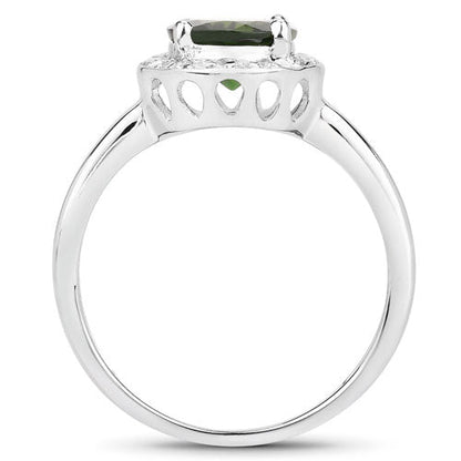 1.90 Carat Genuine Chrome Diopside and White Topaz .925 Sterling Silver Ring Bids.com
