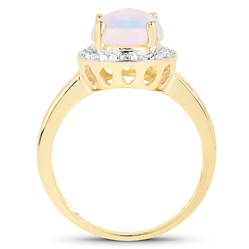 0.95 Carat Genuine Ethiopian Opal and White Topaz .925 Sterling Silver Ring Bids.com