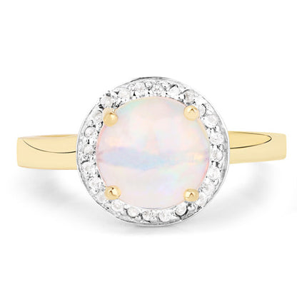 0.95 Carat Genuine Ethiopian Opal and White Topaz .925 Sterling Silver Ring Bids.com