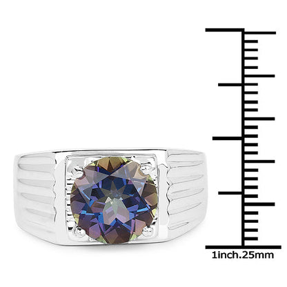 4.75 Carat Genuine Mystic Topaz .925 Sterling Silver Ring Bids.com