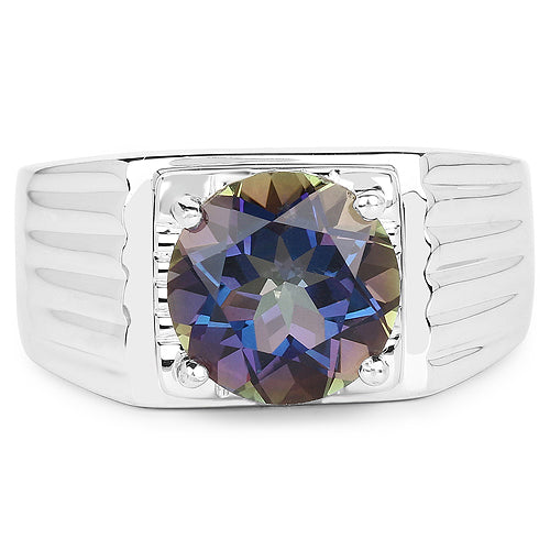 4.75 Carat Genuine Mystic Topaz .925 Sterling Silver Ring Bids.com