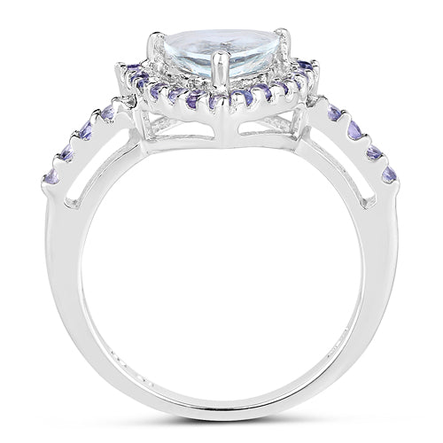 1.41 Carat Genuine Aquamarine & Tanzanite .925 Sterling Silver Ring Bids.com