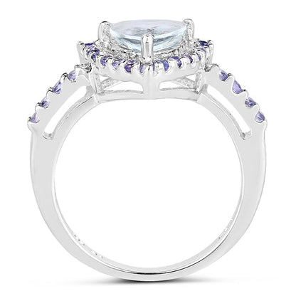 1.41 Carat Genuine Aquamarine & Tanzanite .925 Sterling Silver Ring Bids.com