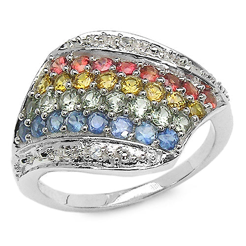 1.97 Carat Genuine Multi Stone .925 Sterling Silver Ring Bids.com