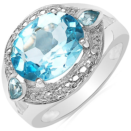 5.51 Carat Genuine Blue Topaz .925 Sterling Silver Ring Bids.com