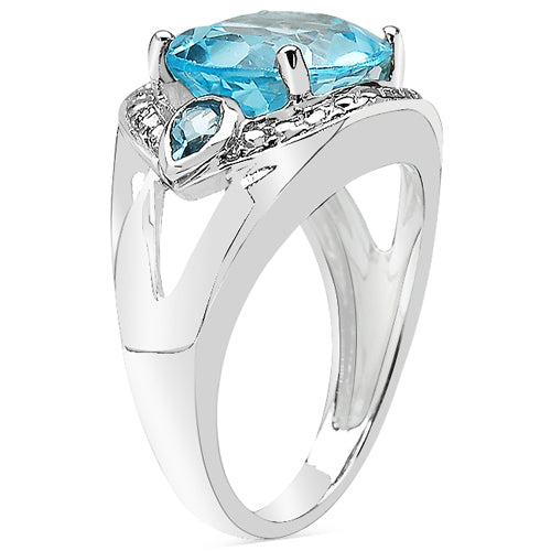 5.51 Carat Genuine Blue Topaz .925 Sterling Silver Ring Bids.com
