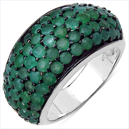 2.90 Carat Genuine Emerald & White Diamond .925 Sterling Silver Ring Bids.com
