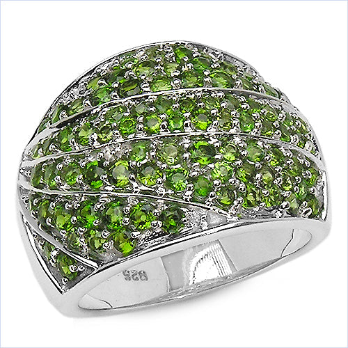 3.16 Carat Genuine Chrome Diopside .925 Sterling Silver Ring Bids.com