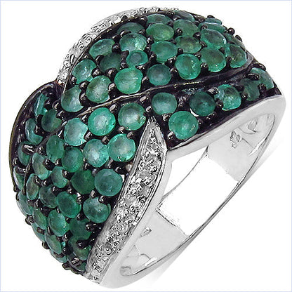 2.28 Carat Genuine Emerald & White Topaz .925 Sterling Silver Ring Bids.com