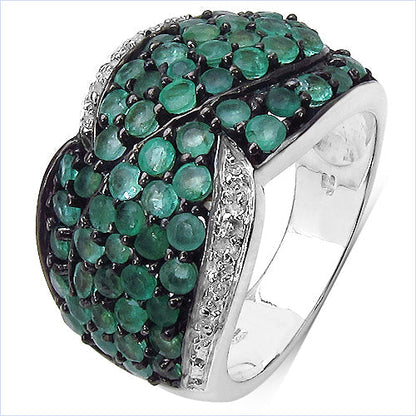 2.28 Carat Genuine Emerald & White Topaz .925 Sterling Silver Ring Bids.com