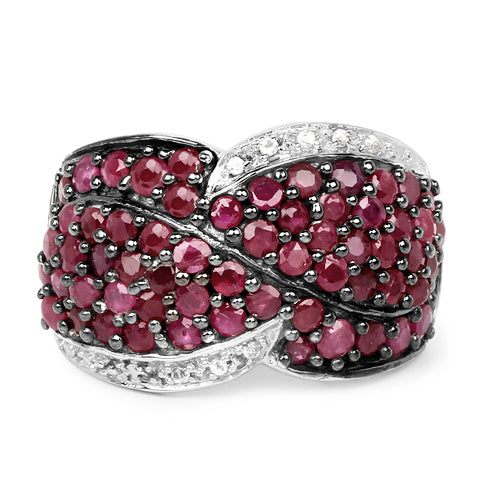 3.06 Carat Genuine Ruby & White Topaz .925 Sterling Silver Ring Bids.com