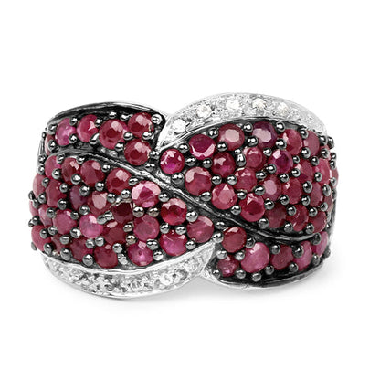 3.06 Carat Genuine Ruby & White Topaz .925 Sterling Silver Ring Bids.com