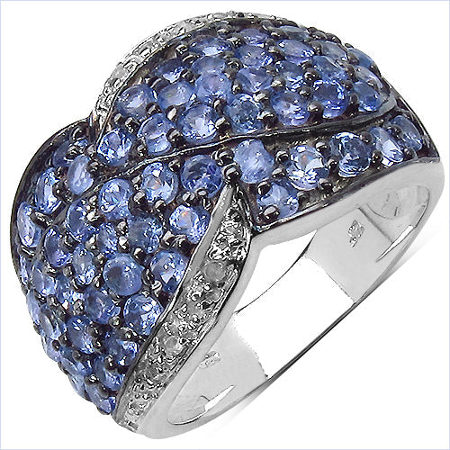 2.50 Carat Genuine Tanzanite & White Topaz .925 Sterling Silver Ring Bids.com