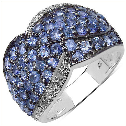 2.50 Carat Genuine Tanzanite & White Topaz .925 Sterling Silver Ring Bids.com