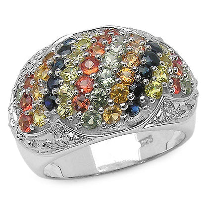 2.75 Carat Genuine Multi Sapphire .925 Sterling Silver Ring Bids.com