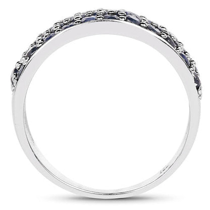 1.70 Carat Genuine Blue Sapphire .925 Sterling Silver Ring Bids.com