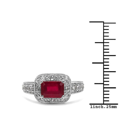 1.52 Carat Glass Filled Ruby and White Topaz .925 Sterling Silver Ring Bids.com