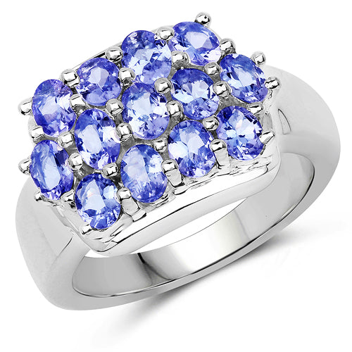 2.21 Carat Genuine Tanzanite .925 Sterling Silver Ring Bids.com