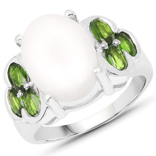 4.52 Carat Genuine Opal and Chrome Diopside .925 Sterling Silver Ring Bids.com