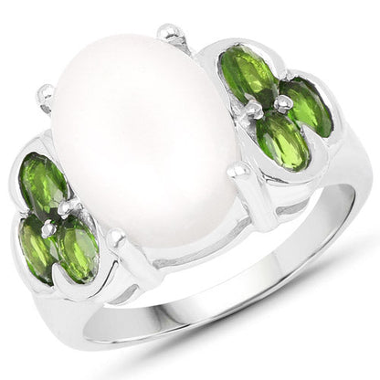 4.52 Carat Genuine Opal and Chrome Diopside .925 Sterling Silver Ring Bids.com